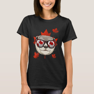 Canadian Otter Maple Tree Leaf Canada Flag Sea Ott T-Shirt