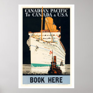 Canadian Pacific nach Kanada und USA Vintage-Reise Poster