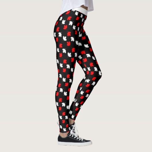 CANADIAN Patriot Red and White Mapon on BLACK Leggings (Rechts)