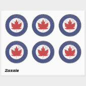 Canadian RAF Maple Leaf Roundel Rustikal Runder Aufkleber (Blatt)