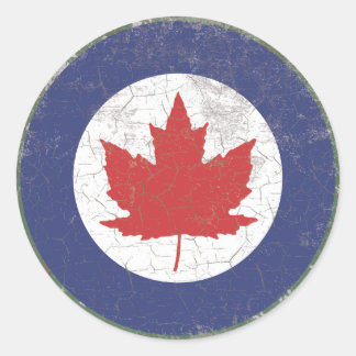 Canadian RAF Maple Leaf Roundel Rustikal Runder Aufkleber