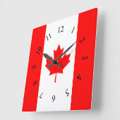 Canadian Red and White Maple Leaf Canada Quadratische Wanduhr (Winkel)