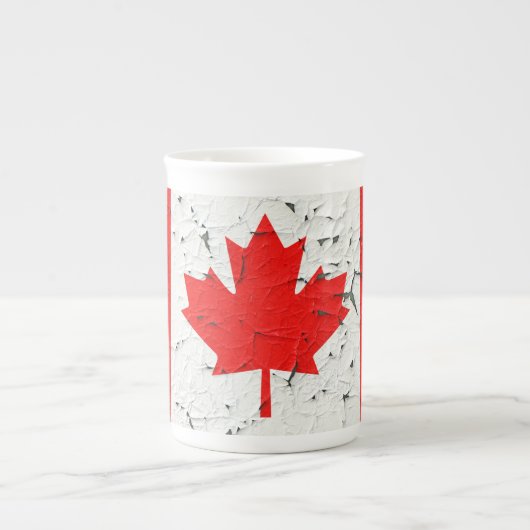 Canadian Red Maple Leaf CANADA Peeling Paint sieht Porzellantasse (Vorderseite)