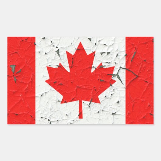 Canadian Red Maple Leaf CANADA Peeling Paint sieht Rechteckiger Aufkleber (Vorderseite)