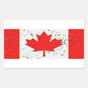 Canadian Red Maple Leaf CANADA Peeling Paint sieht Rechteckiger Aufkleber