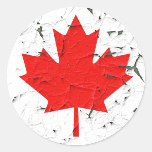 Canadian Red Maple Leaf CANADA Peeling Paint sieht Runder Aufkleber