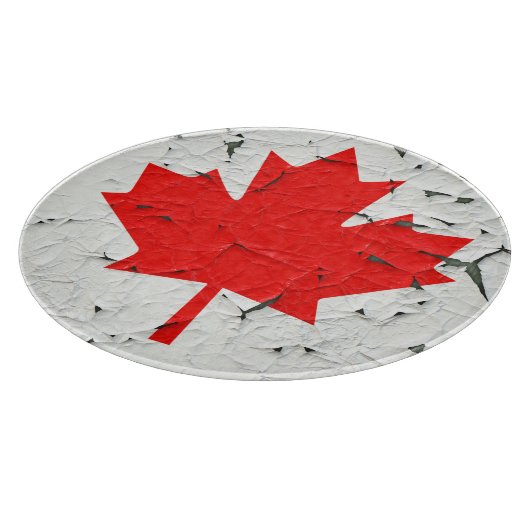 Canadian Red Maple Leaf CANADA Peeling Paint sieht Schneidebrett (Ecke)