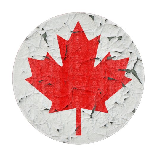 Canadian Red Maple Leaf CANADA Peeling Paint sieht Schneidebrett (Vorderseite)