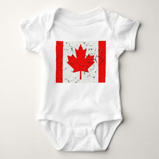 Canadian Red Maple Leaf CANADA Peeling Paint Style Baby Strampler (Vorderseite)
