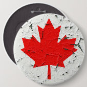 Canadian Red Maple Leaf CANADA Peeling Paint Style Button (Vorne & Hinten)