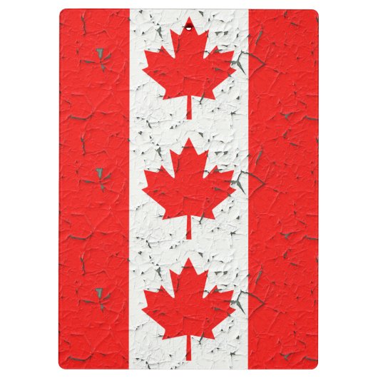 Canadian Red Maple Leaf CANADA Peeling Paint Style Klemmbrett (Rückseite)