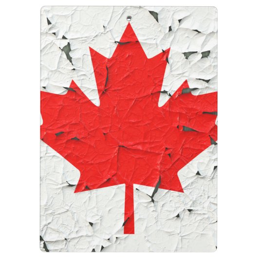 Canadian Red Maple Leaf CANADA Peeling Paint Style Klemmbrett (Rückseite)