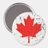Canadian Red Maple Leaf CANADA Peeling Paint Style Magnet (Vorderseite/Rückseite)