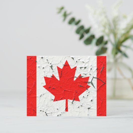 Canadian Red Maple Leaf CANADA Peeling Paint Style Postkarte (Stehend Vorderseite)