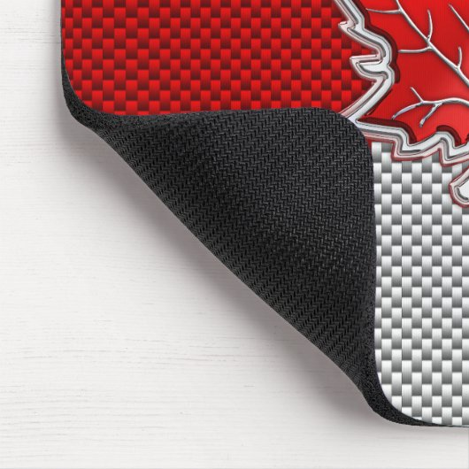 Canadian Red Maple Leaf Carbon Fiber Retrostil Mousepad (Ecke)