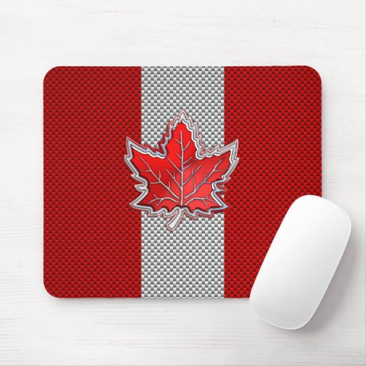 Canadian Red Maple Leaf Carbon Fiber Retrostil Mousepad (Mit Mouse)