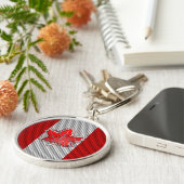Canadian Red Maple Leaf Carbon Fiber Retrostil Schlüsselanhänger (Seite)