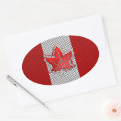 Canadian Red Maple Leaf in Carbon Fiber looks Ovaler Aufkleber (Umschlag)