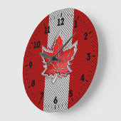 Canadian Red Maple Leaf in Carbon Fibre sieht auf Große Wanduhr (Winkel)