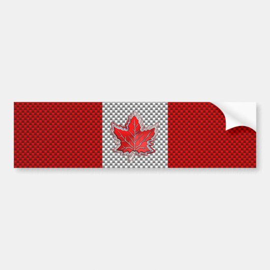 Canadian Red Maple Leaf in Carbon Fibre sieht aus Autoaufkleber (Vorne)