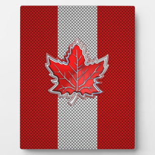 Canadian Red Maple Leaf in Carbon Fibre sieht aus Fotoplatte