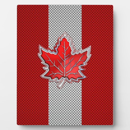 Canadian Red Maple Leaf in Carbon Fibre sieht aus Fotoplatte (Vorderseite)