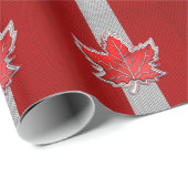 Canadian Red Maple Leaf in Carbon Fibre sieht aus Geschenkpapier (Rolleneckpunkt)