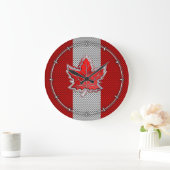 Canadian Red Maple Leaf in Carbon Fibre sieht aus Große Wanduhr (Zuhause)