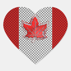 Canadian Red Maple Leaf in Carbon Fibre sieht aus Herz-Aufkleber