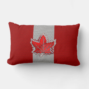 Canadian Red Maple Leaf in Carbon Fibre sieht aus Lendenkissen