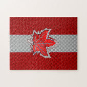 Canadian Red Maple Leaf in Carbon Fibre sieht aus Puzzle (Horizontal)