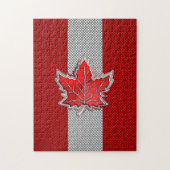 Canadian Red Maple Leaf in Carbon Fibre sieht aus Puzzle (Vertikal)