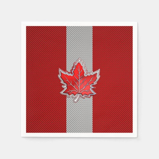 Canadian Red Maple Leaf in Carbon Fibre sieht aus Serviette (Vorderseite)