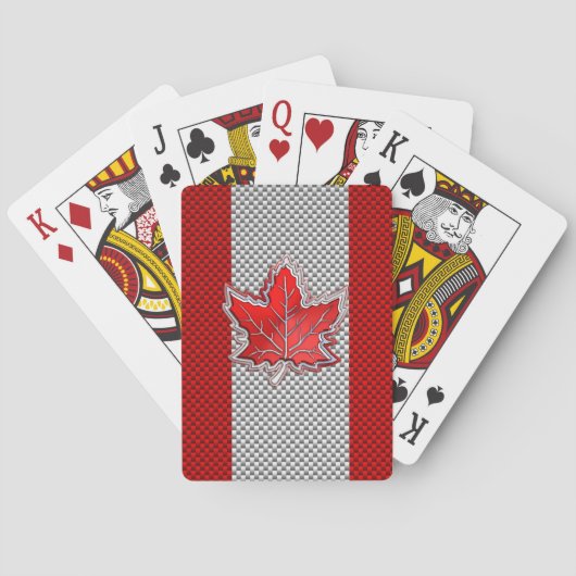 Canadian Red Maple Leaf in Carbon Fibre sieht aus Spielkarten (Rückseite)