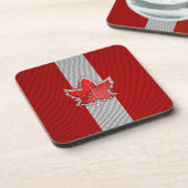 Canadian Red Maple Leaf in Carbon Fibre sieht aus Untersetzer (Linke Seite)