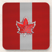 Canadian Red Maple Leaf in Carbon Fibre sieht aus Untersetzer (Vorderseite)