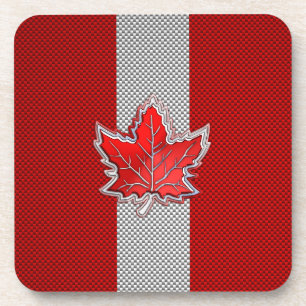 Canadian Red Maple Leaf in Carbon Fibre sieht aus Untersetzer
