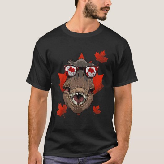 Canadian Rex Maple Tree Leaf Canada Flag Dinosaur T-Shirt (Vorderseite)