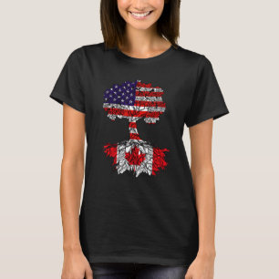 Canadian Roots American Grown Pride Liebe Usa Flag T-Shirt