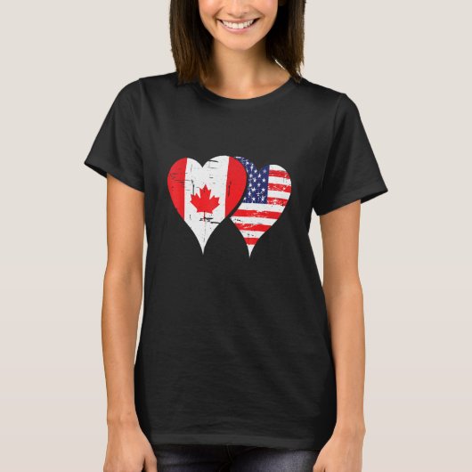 Canadian roots two nations in one human USA Canadi T-Shirt (Vorderseite)