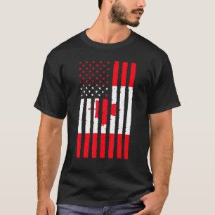 Canadian Roots Usa Flag Heritage Half Canada Ameri T-Shirt