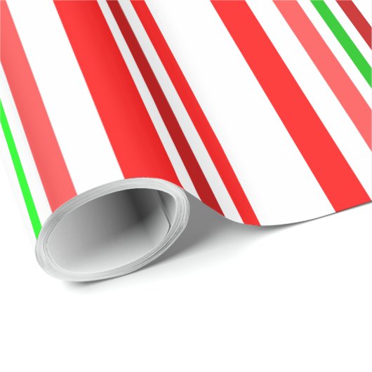 Canadian Stripes Red White Green Stripe Muster Geschenkpapier (Rolleneckpunkt)