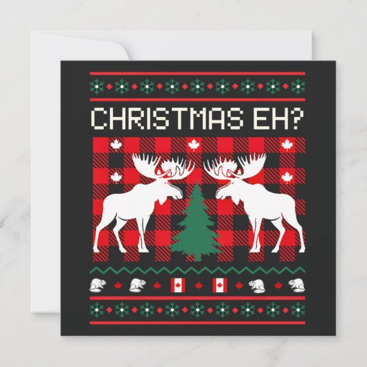 Canadian Ugly Christmas Sweater Design Feiertagskarte (Vorderseite)
