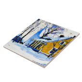 Canadian Village, Gray Day, Clarence Gagnon art, Fliese (Seite)