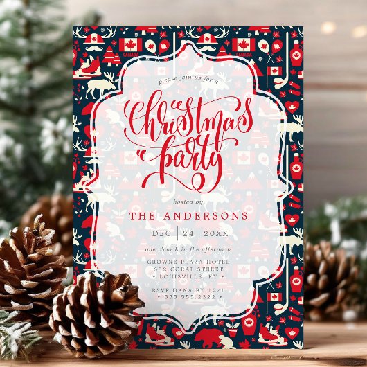 Canadian Winter Elche Muster Weihnachts-Party Einladung