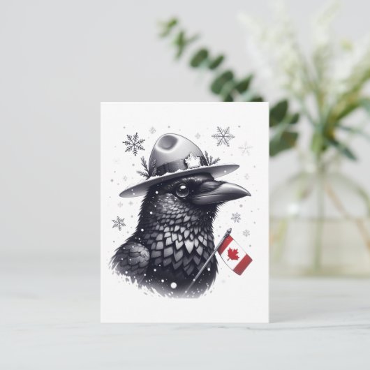 Canadian Winter Raven Postkarte (Stehend Vorderseite)