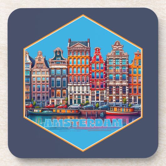 Canal Amsterdam Niederlande Europa Getränkeuntersetzer (Vorderseite)