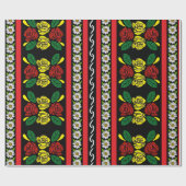 Canal Boat Narrowboat Folk Art Red Roses Geschenkpapier (Flach)