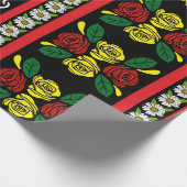 Canal Boat Narrowboat Folk Art Red Roses Geschenkpapier (Ecke)