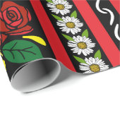 Canal Boat Narrowboat Folk Art Red Roses Geschenkpapier (Rolleneckpunkt)